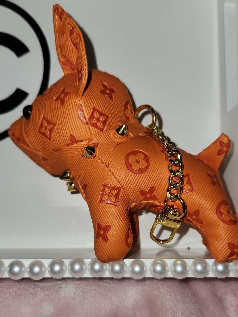 Orange Designer-Style Dog Keychain Charm
